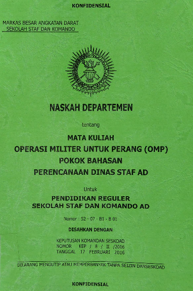 Naskah Departemen Mata Kuliah Operasi Militer Untuk Perang Omp Pokok Bahasan Perencanaan Dinas Staf Ad No 24389